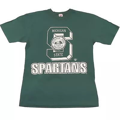 Vintage 90s Michigan State Spartans T Shirt Adult Size XL Green GTS Made In USA • $19.99