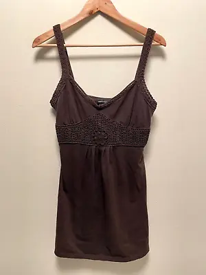 Vintage Moda International Womens Tunic Tank Top Medium Brown Crochet Grunge 90s • $29.88