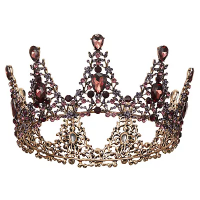 AW BRIDAL Baroque King Queen Crown Crystal Halloween Party Cosplay Tiara Prop • $9.49