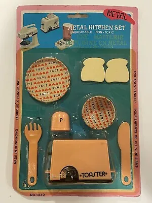 Vintage Toy Metal Kids Child Kitchen Play Toaster Set New Old Stock Sealed Kit • $13.99