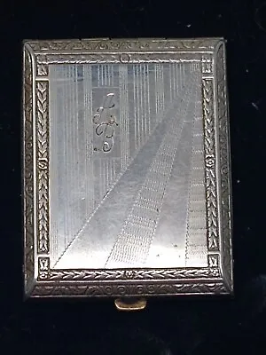 Vintage Silver Toned Monogrammed Powder Compact/Purse With Mirror Ca 1950 • $25