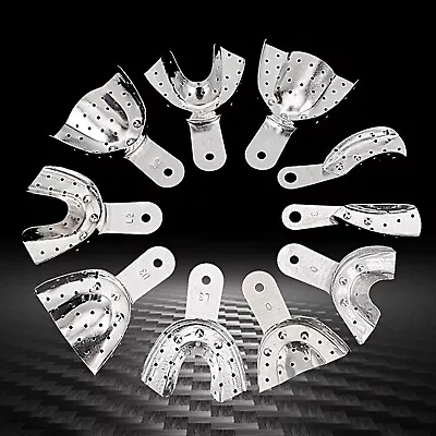 1Set Dental Autoclavable Metal Impression Trays Perforated Stainless Steel L M S • $7.19