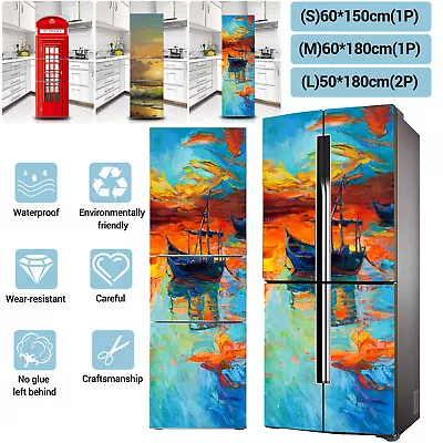 Self Adhesive Fridge Sticker Vinyl Refrigerator Decal Full Door Coverage Mural • £26.99