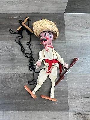 Puppet Mexican Man Marionette Paper Mache Jointed Mexico Vintage Handmade • $28.79