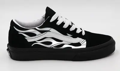 Vans Old Skool Metallic Flame Black/Silver Youth Sizes (Free Shipping) • $46.99