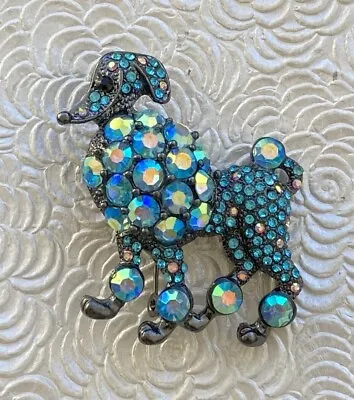 Vintage Style Poodle Brooch Pendant In Enamel On Metal • $16.98