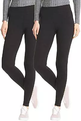 HUE Cotton Leggings Wide Comfortable Waistband Mid-Rise 1 Or 2 Pack • $10.99