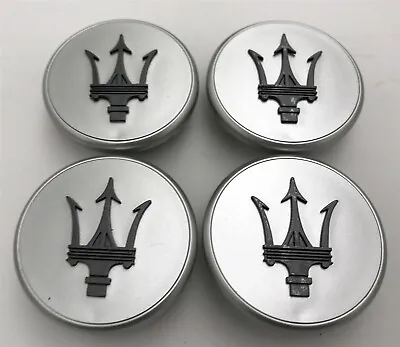 MASERATI WHEEL RIM CENTER CAPS GRAY & SILVER WITH TRIDENT SET OF 4 NEW 43mm BBS • $79