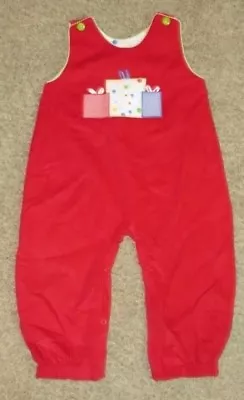 Mary James Bailey Red Birthday Longall Corduroy Romper Outfit Size 24M 24 Months • $64.99