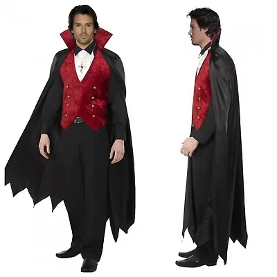 Dracula Costume Adult Vampire Halloween Fancy Cape Waistcoat Cravat Size Medium • $44