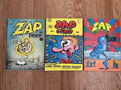 $135 • Buy Underground 1969 ZAP COMIX - LOT OF 3 - 2nd Print - #’s 0, 2, 4