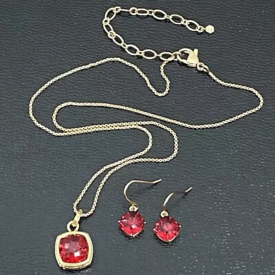 ORIGAMI OWL Believe In Miracles Swarovski Red Pendant Necklace & Earrings Set • $49.98