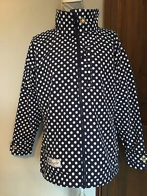 Lazy Jacks Navy Spotty Mac Coat Jacket Small 12-14 • £10