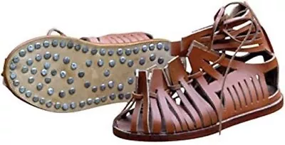 Mens Gladiator Leather Sandal | Roman Centurian Brown Caligae|Medieval Greek • $74.10