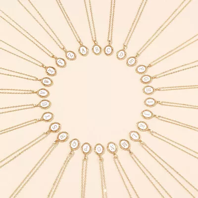 Minimalist A-Z Letter Initial Enamel Necklace Exquisite Oval Pendant Neckla LANL • $4.91