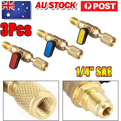 3pcs HVAC A/C Straight Shut-Off Ball Valve Adapter For R134a R22 R12 R410a 1/4   • $23.85