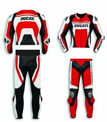 Ducati 2 Piece Motorcycle Leather Riding Suit Motorbike Racing Suit CE Protector • $339.95