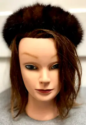 Vintage Ladies Brown Mink Pillbox Hat Lined Size Small • $9.99