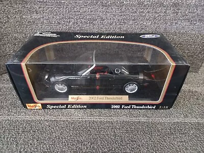 Maisto 2002 Ford Thunderbird Coupe Roadster 1:18 Scale Diecast Model Car Black • $20