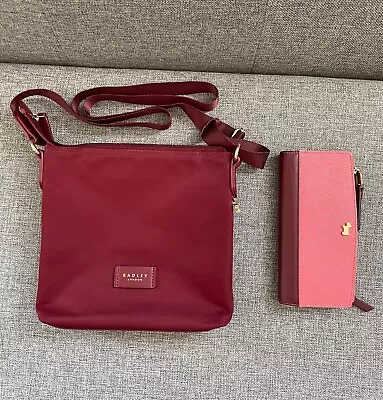 Radley London Burgundy Crossbody Purse And Wallet Set • $105