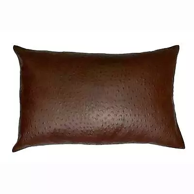 Genuine Leather Pillow Cushion Cover Ostrich Print Throw Living Home Décor Brown • $44.99