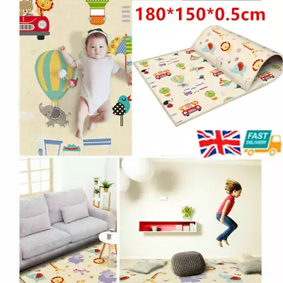 Large Baby Kids Double Sided Play Crawl Educational Picnic Carpet Mat 150x180cm • £15.89