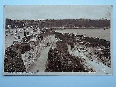 Vintage B&W PC Sea Front & Pendennis Castle Falmouth. Cornwall. Posted 1948 Car • £1