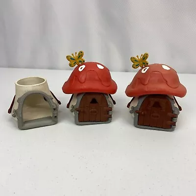 VINTAGE Lot MUSHROOM SMURF HOUSES 1978 RED ROOFS SCHIEICH HONG KONG • $54.99