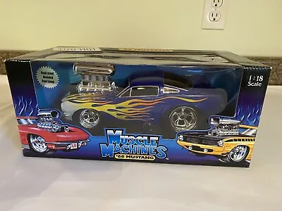 The Original Muscle Machines 1/18 Scale ‘66 Mustang Blue With Flames MINT • $175