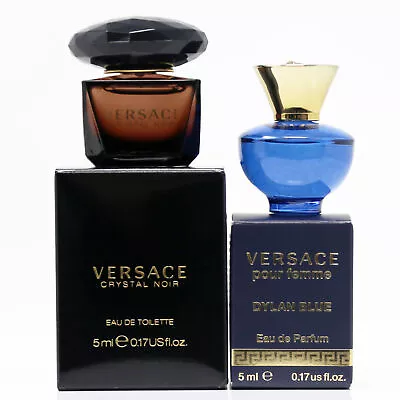 2pc Mini Gift Versace Crystal Noir EDT 5ml And Dylan Blue Femme EDP 5ml NEW!! • $21.09