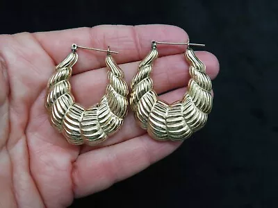 Vintage Gold Tone MONET Hoop Dangle Pierced Earrings • $14.99