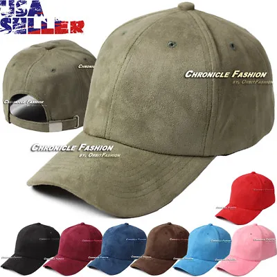 Suede Hat Baseball Cap Classic Adjustable Curved Visor Solid Plain Blank Dad Men • $9.95