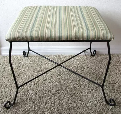 Vintage Legged Victorian Foot Stool Bench Wrought Iron 1900s Era Stripped Seat • $45