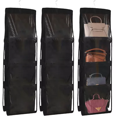 Hanging Handbag Organiser 8 Pockets Shelf Bag Storage Holder Closet Wardrobe • $10.49