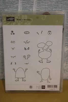 Stampin Up Rubber Stamp Set MAKE A MONSTER Ghost Alien Child Fun Y • $7