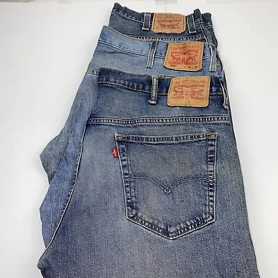 Lot Of 3 Levi's 569 Loose Straight Blue Jeans Men's Size 38x32 • $64.99