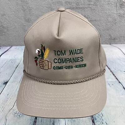 Tom Wade Companies Snapback Hat Ball Cap Tan Farmer Agriculture Embroidered • $10.49