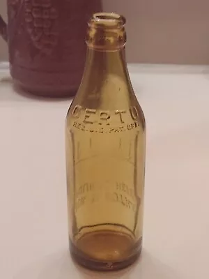 Vintage Yellow Color Glass Bottle ~ CERTO / FOR 1/2 Bottle / Pour To Here~ NICE  • $8.99