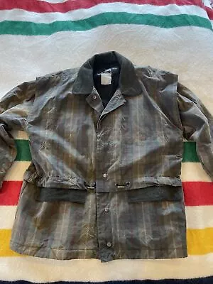 Mens Swanndri Waxed Cotton Jacket With Zip Off Sleeves Green Plaid XL EUC • $135