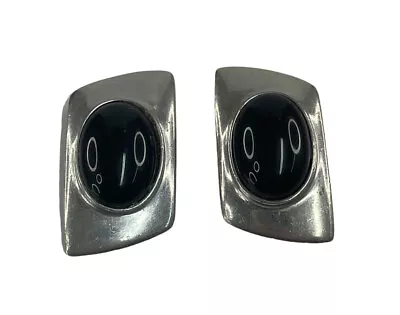 $29.99 • Buy Vintage Ben Amun Silver Tone Black Cabochon Clip On Earrings