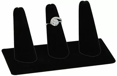 Velvet 3 Finger Ring Stand Black Jewelry Organizer Display Boudoir Showcase • $6.99