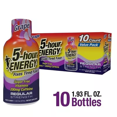 5-hour ENERGY Shot Regular Strength 1.93 OZ Grape 10 Count • $19.88