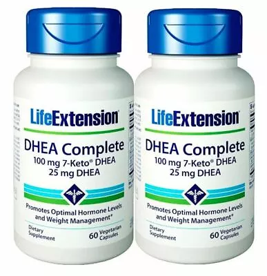 2 PACK! CHEAP! Life Extension Dhea Complete 7-Keto Dhea 100mg & 25mg 60 X2 = 120 • $159.99