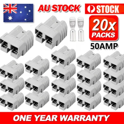 $37.69 • Buy 20 X Anderson Style Plug Connectors 50 AMP 6AWG 12-24V DC Power Tool