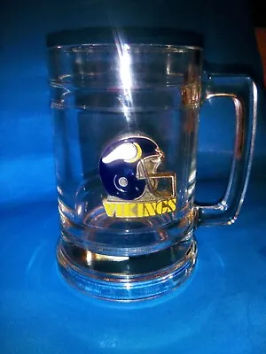 Vintage Minnesota Vikings Glass Beer Stein • $20