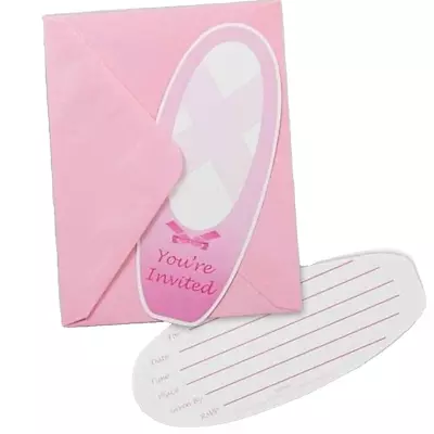 Ballerina Ballet Shoes Invites Invitations Birthday Party Pink For 8 Guests • £3.99