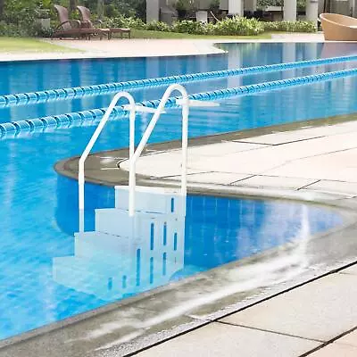33.7 X 27 X 77.9  Above Ground Swimming Pool Ladder With Non-slip Footstep White • $232.99