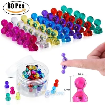 (60 Pack) 7 Colors Small Strong Clear Magnetic Push Pins Neodymium Magnets Pins • $13.99