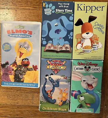 Lot Of 5 VHS Elmo's Musical Adventure Blue's Clue Kipper Walt Disney Classics • $20.97