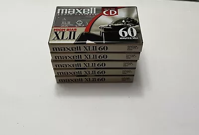 5 Maxell XLII 60 IEC Type II High Bias Cassette Tapes Sealed NOS • $40